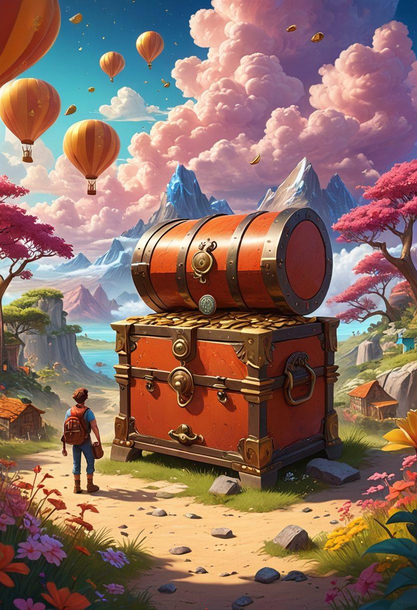 A whimsical scene blending elements of adult animation with symbols of financial freedom, featuring animated characters joyfully interacting with whimsical financial tools like giant coins and treasure chests. Bright, vibrant colors enhance the fantasy aspect, while clouds and stars represent dreams of financial independence. Set against a dreamy landscape that merges fantasy and reality. super-realistic. vibrant colors. digital art.